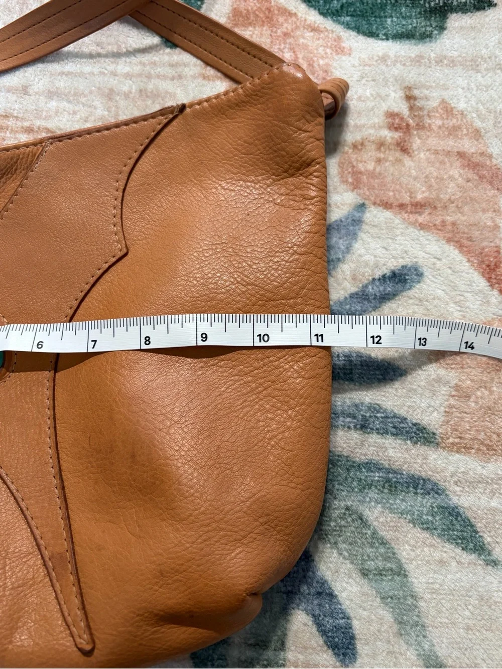 Handmade Tan Leather Big Pocket Bag with Turquoise Touchstone